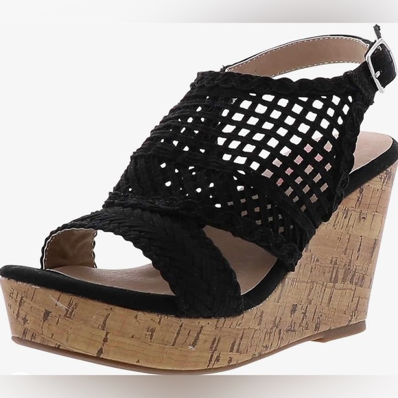 Jellypop Shoes - JellyPop Alexia Navy Canvas Wedge with cork heel